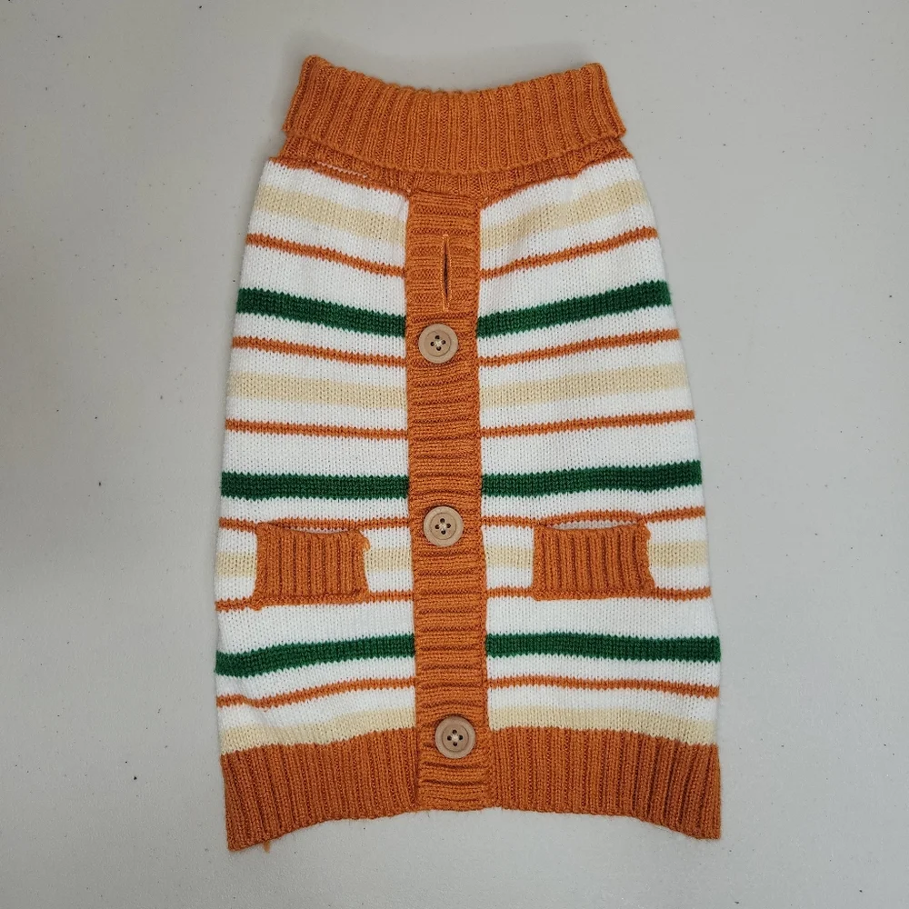 Striped Orange and Green Dog‎ Sweater